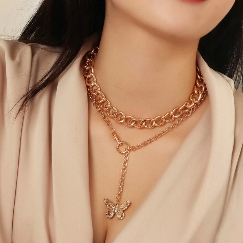 BUTTERFLY DROP 2 PIECE NECKLACE